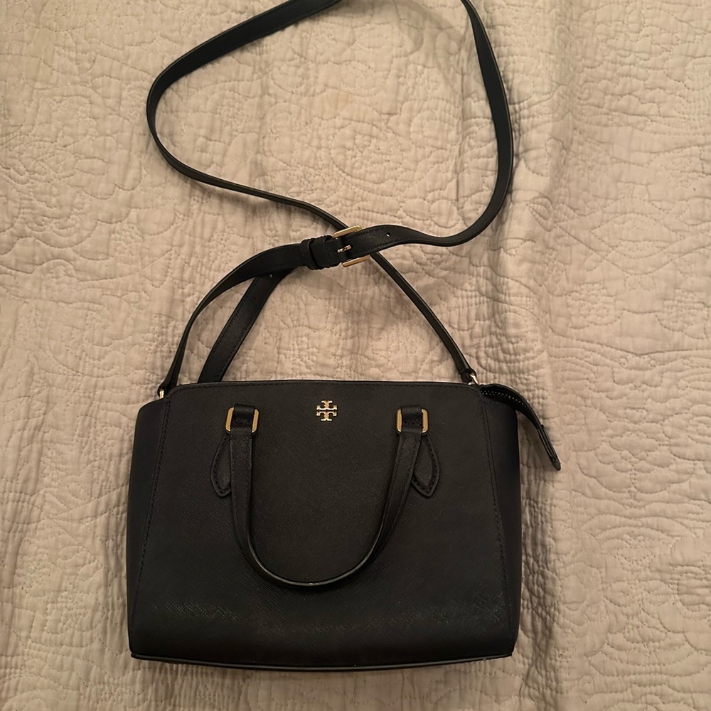 Tory Burch Black Saffiano Leather Crossbody Tote